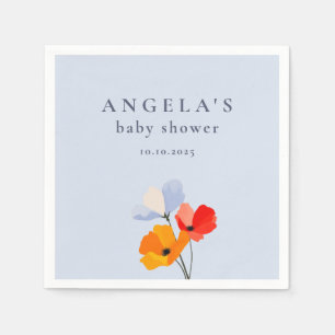 Serviette En Papier Baby Shower Fleur de Pavot Gras