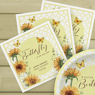 Serviette En Papier Baby Shower Fleur de Tournesol Aquarelle Papillon