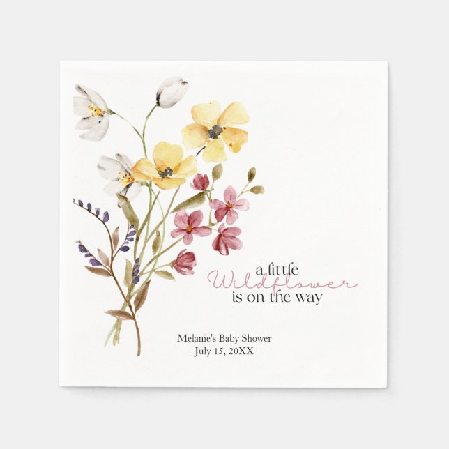 Serviette En Papier Baby shower fleur sauvage (Devant)