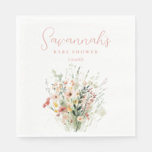 Serviette En Papier Baby shower fleur sauvage