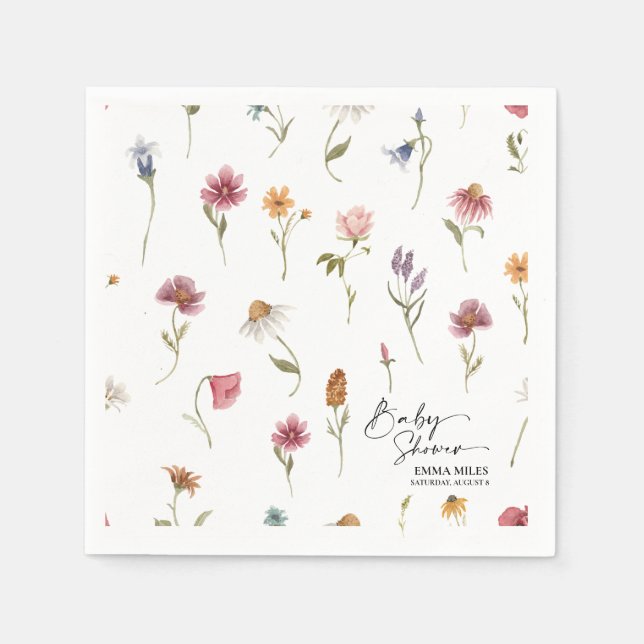 Serviette En Papier Baby shower fleur sauvage (Devant)
