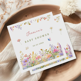 Serviette En Papier Baby-Shower Fleur Sauvage