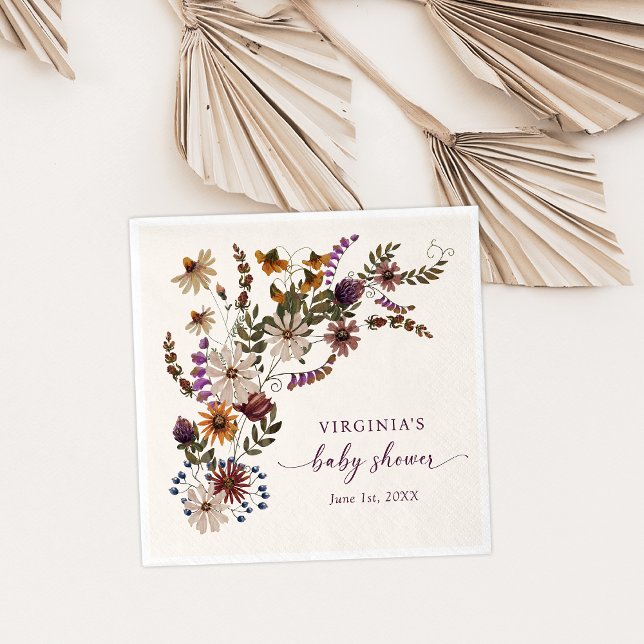 Serviette En Papier Baby shower fleur sauvage (Wildflower Baby Shower Paper Napkins
)