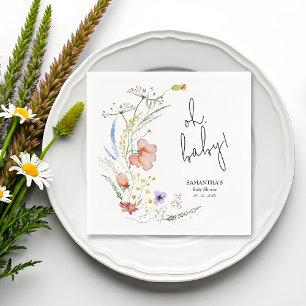 Serviette En Papier Baby shower fleur sauvage