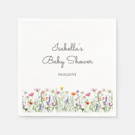 Serviette En Papier Baby shower Fleur sauvage aquarelle