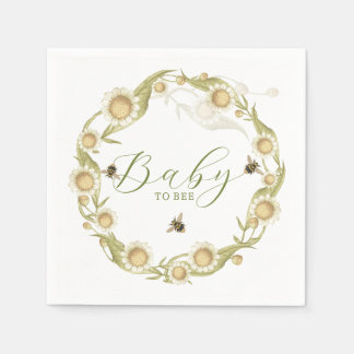Serviette En Papier Baby shower fleur sauvage bébé à abeille