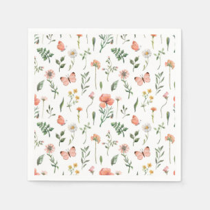 Serviette En Papier Baby shower Fleur sauvage bébé en fleurs