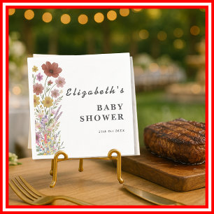 Serviette En Papier Baby Shower Fleur Sauvage Bohème