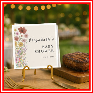 Serviette En Papier Baby Shower Fleur Sauvage Bohème