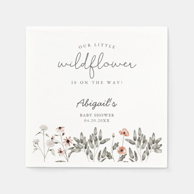 Serviette En Papier Baby shower Fleur sauvage Boho (Devant)
