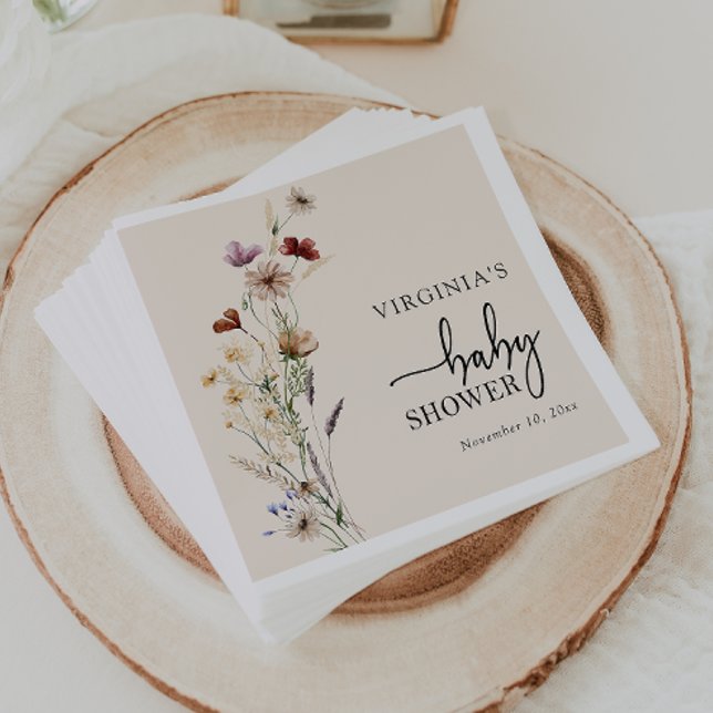 Serviette En Papier Baby shower Fleur sauvage Boho (Boho Wildflowers Baby Shower Napkins by Painted Paperie
)