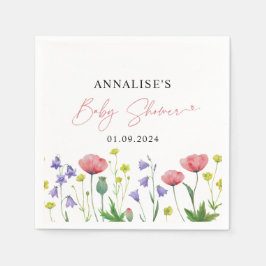 Serviette En Papier Baby shower Fleur sauvage d'aquarelle