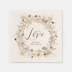 Serviette En Papier Baby shower Fleur sauvage d'aquarelle d'automne