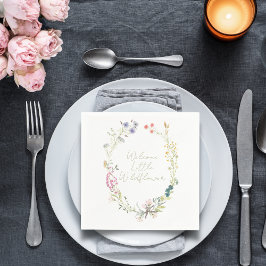 Serviette En Papier Baby shower Fleur sauvage de couronnes d'aquarelle