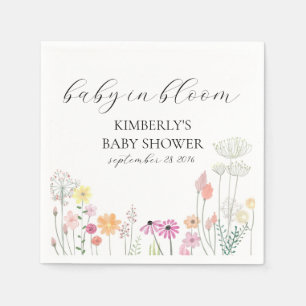 Serviette En Papier Baby shower Fleur sauvage de printemps coloré
