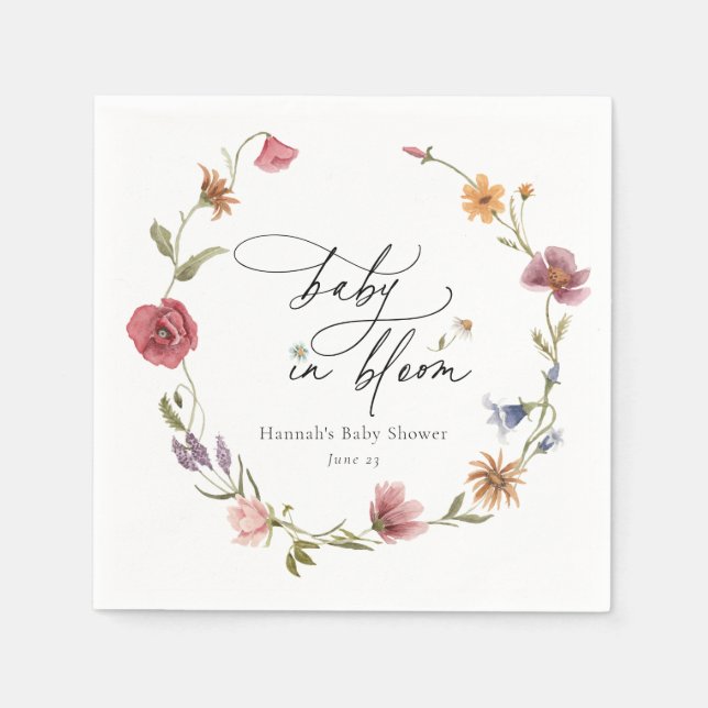 Serviette En Papier Baby shower fleur sauvage en fleur (Devant)