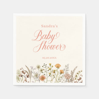 Serviette En Papier Baby shower Fleur sauvage floral