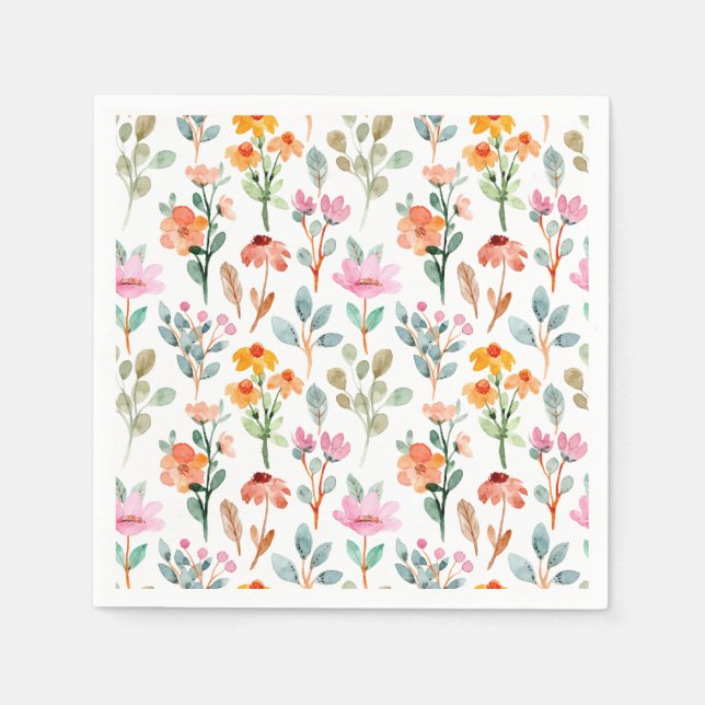 Serviette En Papier Baby shower Fleur sauvage mignon Petit Lapin (Devant)