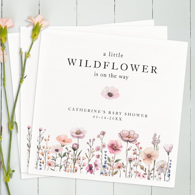 Serviette En Papier Baby shower Fleur sauvage rose doux serviettes - B (Wildflower Napkins)