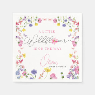 Serviette En Papier Baby shower fleur sauvage Texte personnalisable