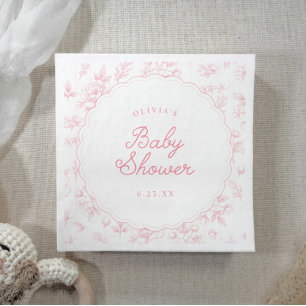 Serviette En Papier Baby Shower Fleurs de Toile Rose Vintage