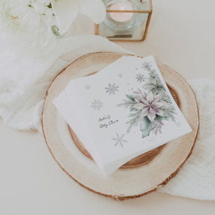 Serviette En Papier Baby Shower Fleurs d'Hiver