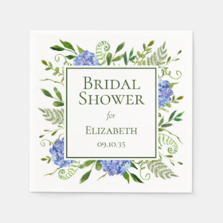 Serviette En Papier Baby Shower Fleurs d'Hydrange Bleues