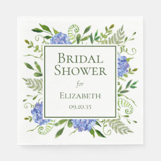 Serviette En Papier Baby Shower Fleurs d'Hydrange Bleues