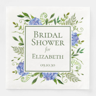 Serviette En Papier Baby Shower Fleurs d'Hydrange Bleues