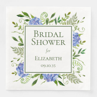Serviette En Papier Baby Shower Fleurs d'Hydrange Bleues