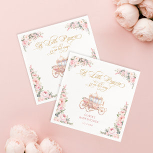 Serviette En Papier Baby Shower Fleurs Roses Élégante Princesse