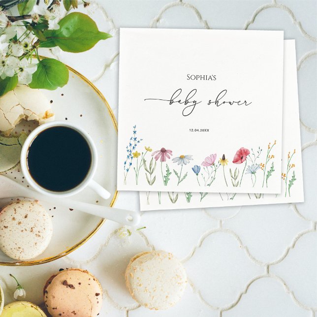 Serviette En Papier Baby Shower Fleurs Sauvages (Créateur téléchargé)
