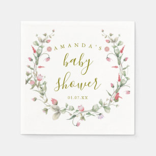 Serviette En Papier Baby Shower Fleurs Sauvages Élégantes