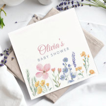 Baby Shower Floral Aquarelle Rose Fleur Sauvage