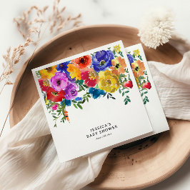 Serviette En Papier Baby shower floral brillant et gras