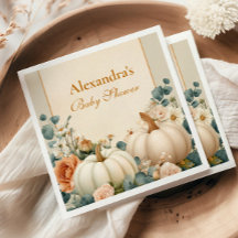 Baby shower floral Citrouille rustique