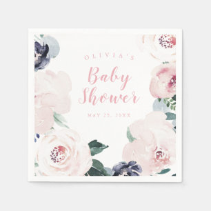 Serviette En Papier baby shower floral clair aquarelle