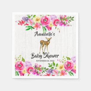 Serviette En Papier Baby shower floral de cerf de bois