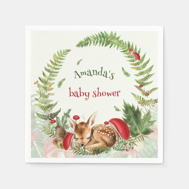 Serviette En Papier Baby shower floral de cerfs (Devant)