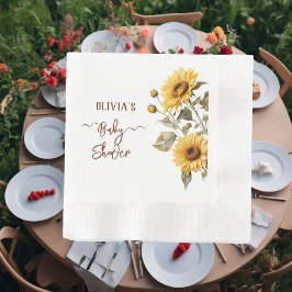 Serviette En Papier Baby shower floral de Sunflower Elegant Boho