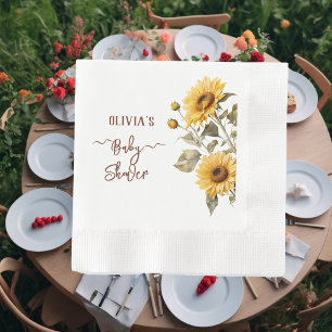 Serviette En Papier Baby shower floral de Sunflower Elegant Boho