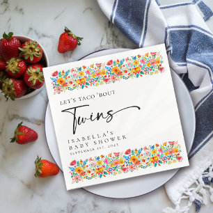 Serviette En Papier Baby shower Floral Fiesta Taco Bout Twins