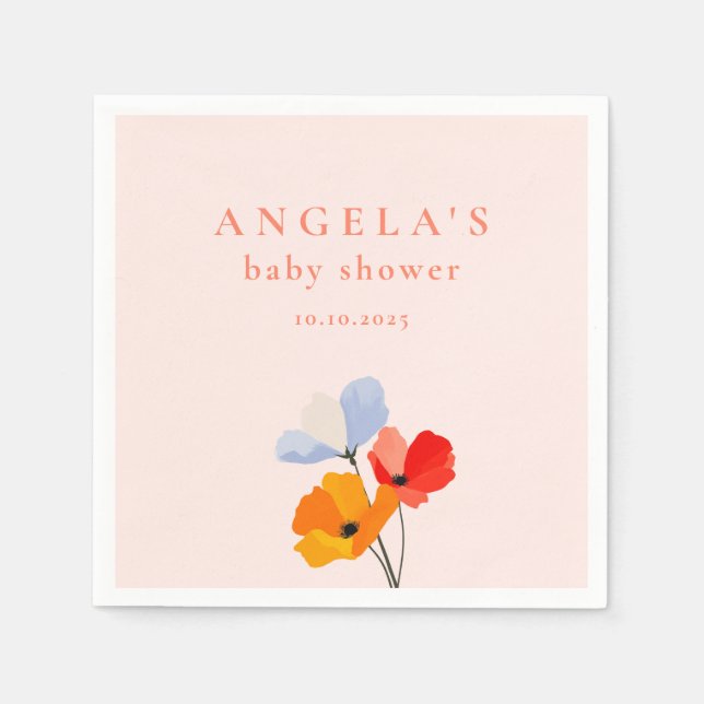 Serviette En Papier Baby shower floral gras (Devant)