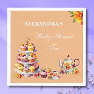 Serviette En Papier Baby shower Floral Lilac Pink
