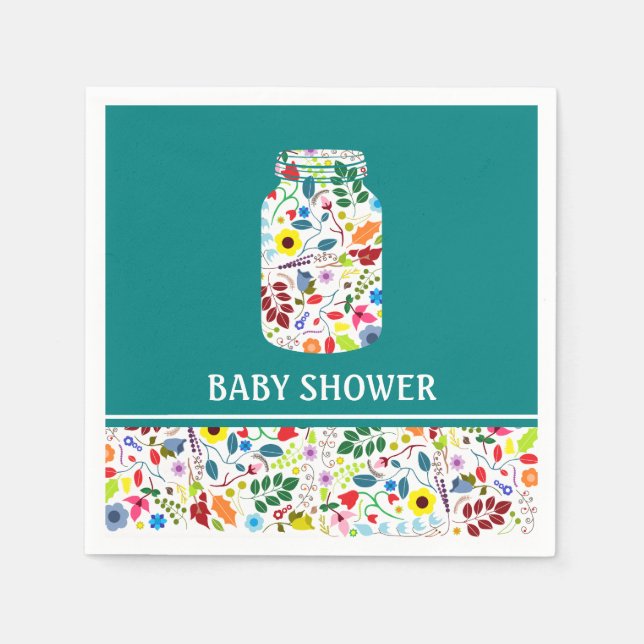 Serviette En Papier Baby shower Floral Mason Jar (Devant)
