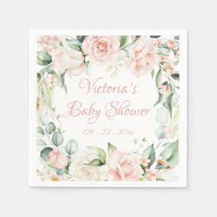 Serviette En Papier Baby shower floral rose