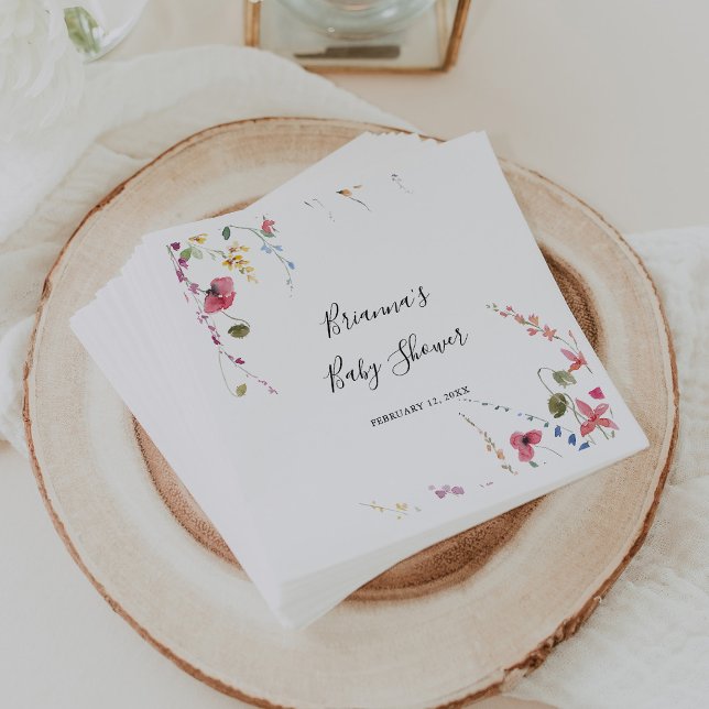 Serviette En Papier Baby shower floral sauvage coloré classique (Créateur téléchargé)