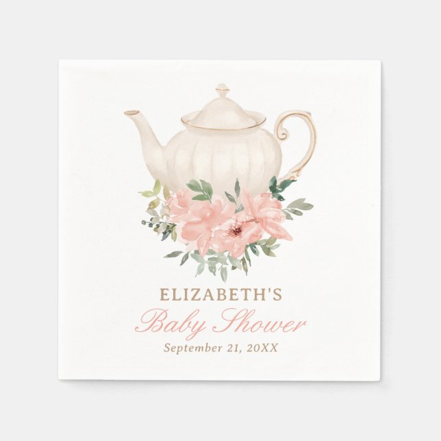 Serviette En Papier Baby shower Floral Tea Party (Devant)
