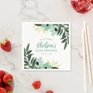 Serviette En Papier Baby shower Floral tropical personnalisé