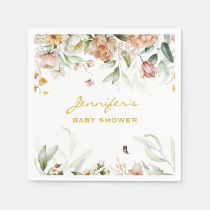 Serviette En Papier Baby shower Flore rose douce